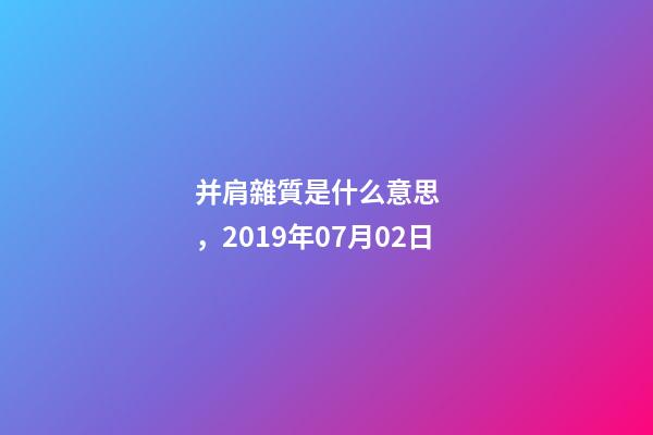 并肩雜質是什么意思，2019年07月02日